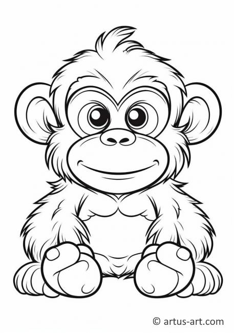 Pagina da colorare di scimmia per bambini